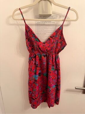 Twelfth Street by Cynthia Vincent Red and Teal Abstract Print Dress